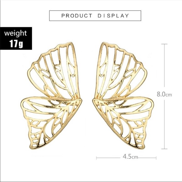 Butterfly earrings gold plated - Picture 4 of 5
